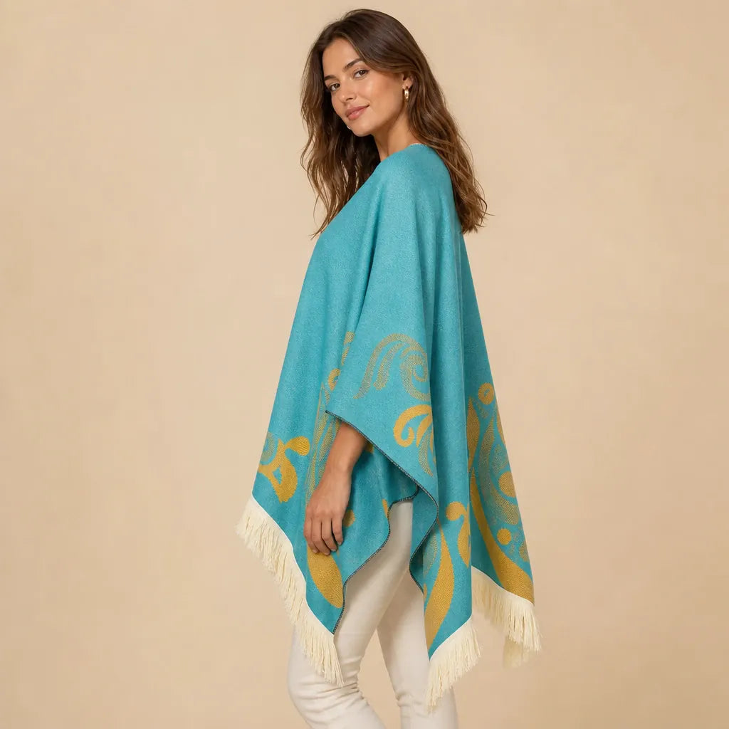 Ton poncho Poncho À Franges Jacquard Printemps
