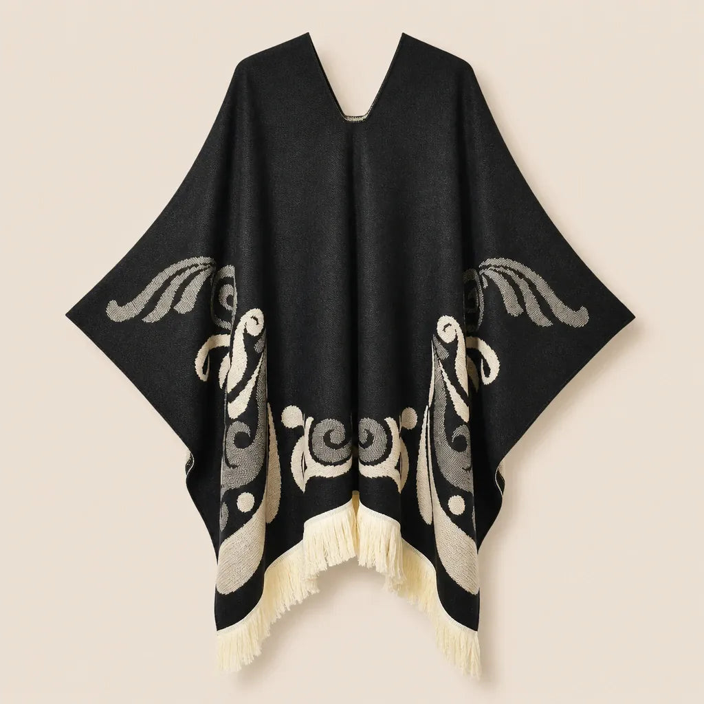 Ton poncho Poncho À Franges Jacquard Printemps