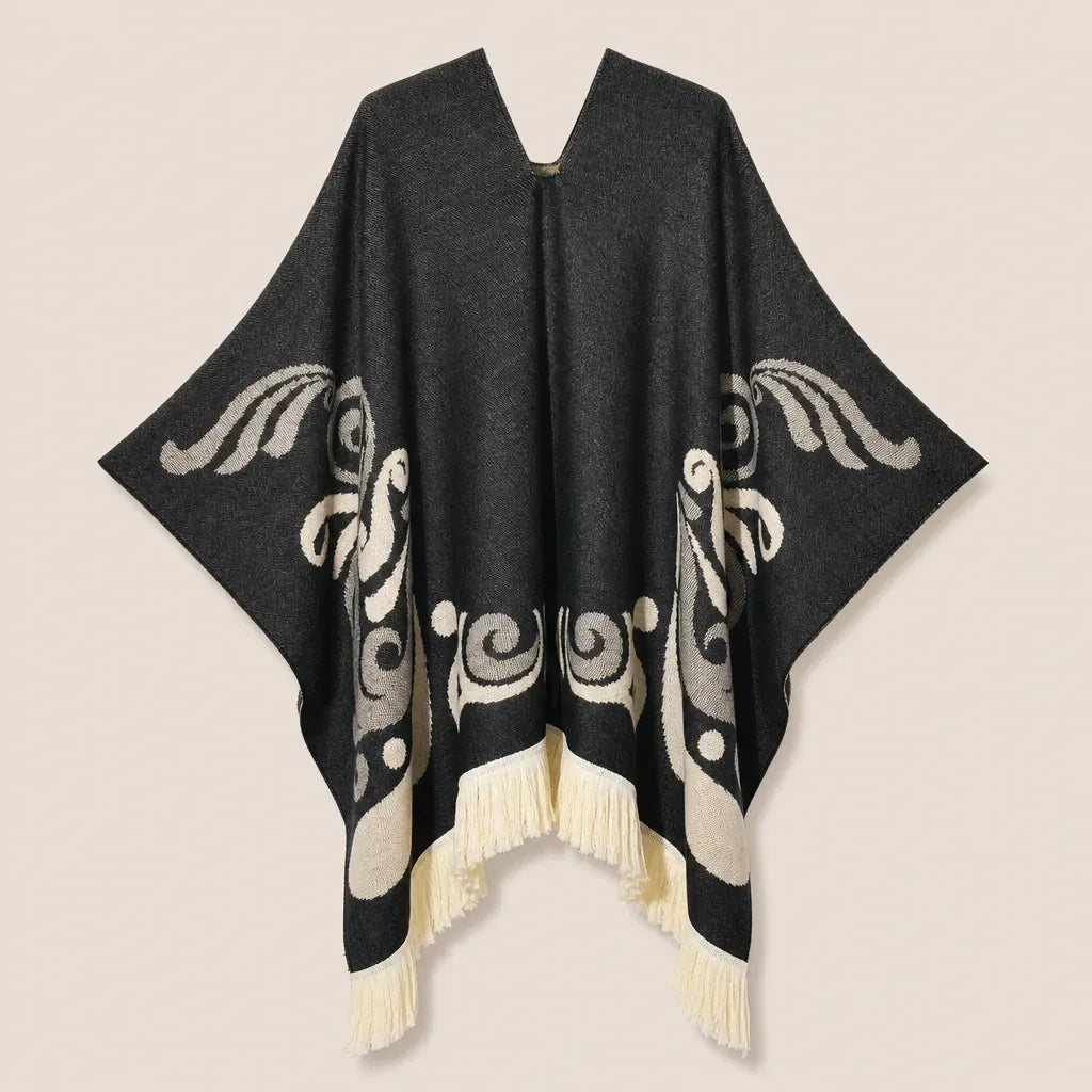 Ton poncho Poncho À Franges Jacquard Printemps