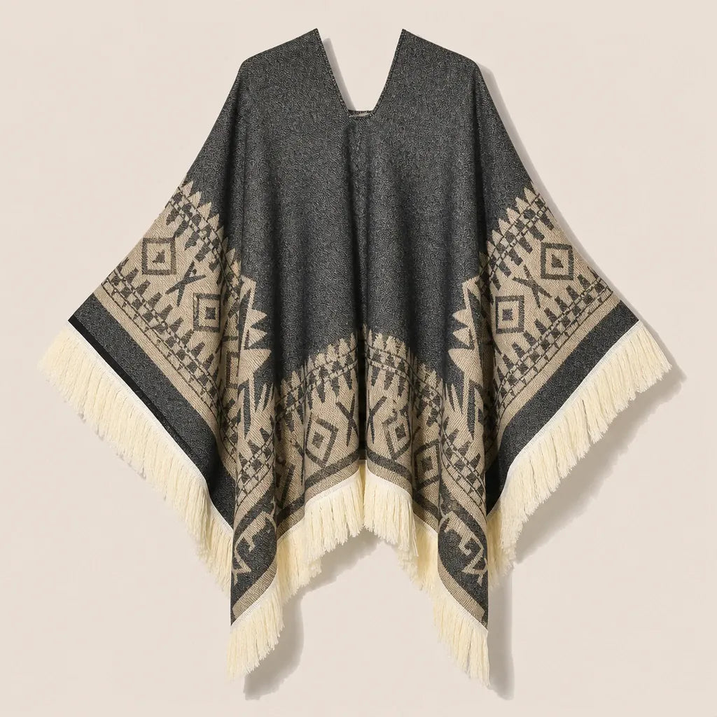 Ton poncho Poncho À Franges Jacquard Printemps