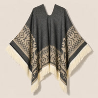 Ton poncho Poncho À Franges Jacquard Printemps