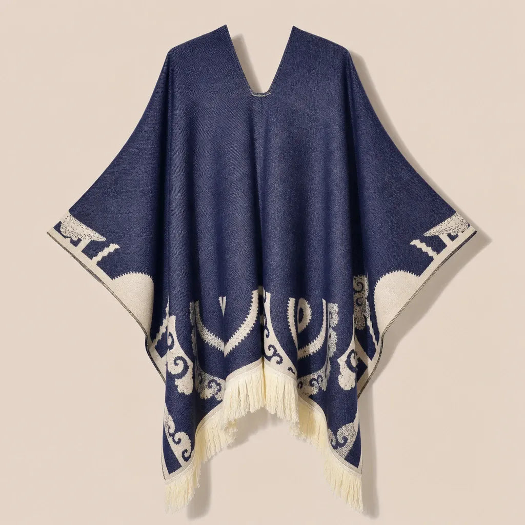 Ton poncho Poncho À Franges Jacquard Printemps