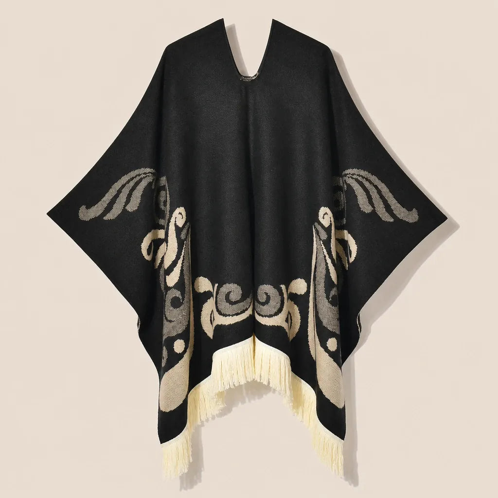 Ton poncho Poncho À Franges Jacquard Printemps