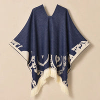 Ton poncho Poncho À Franges Jacquard Printemps