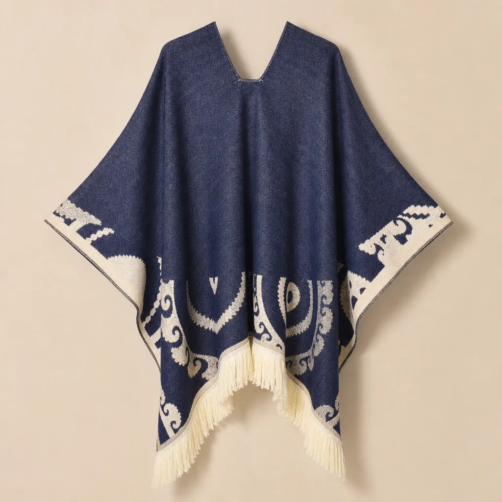 Ton poncho Poncho À Franges Jacquard Printemps