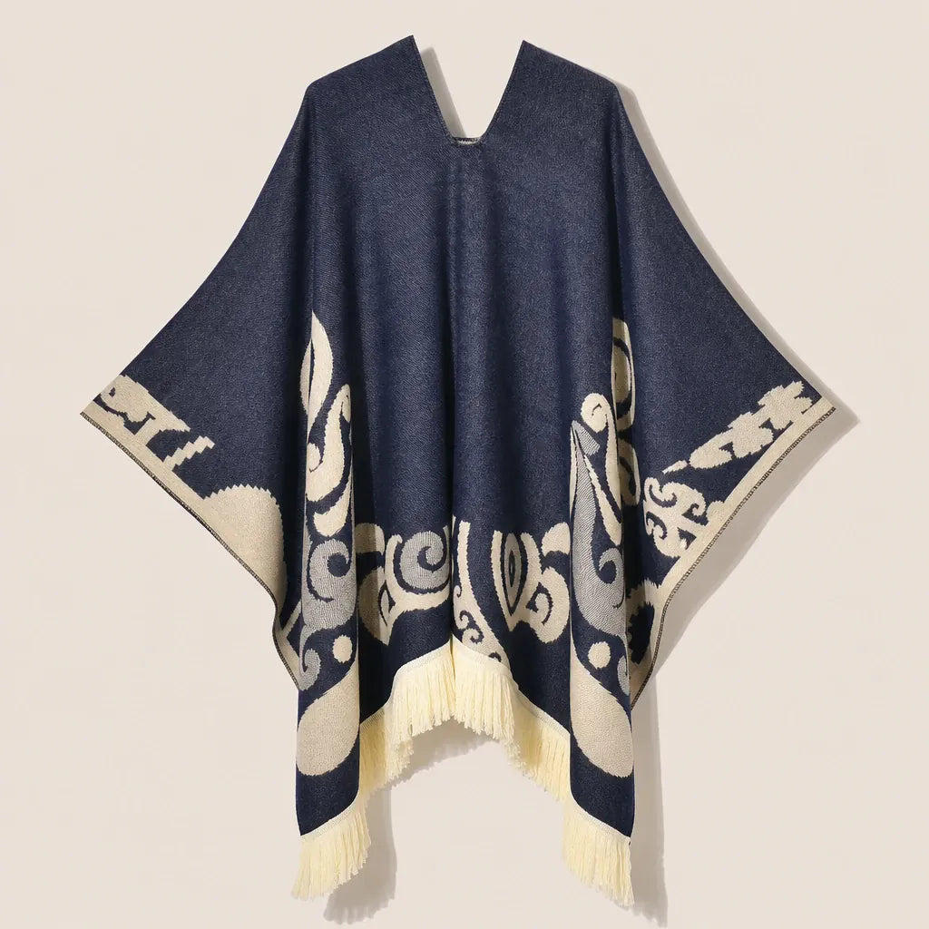 Ton poncho Poncho À Franges Jacquard Printemps
