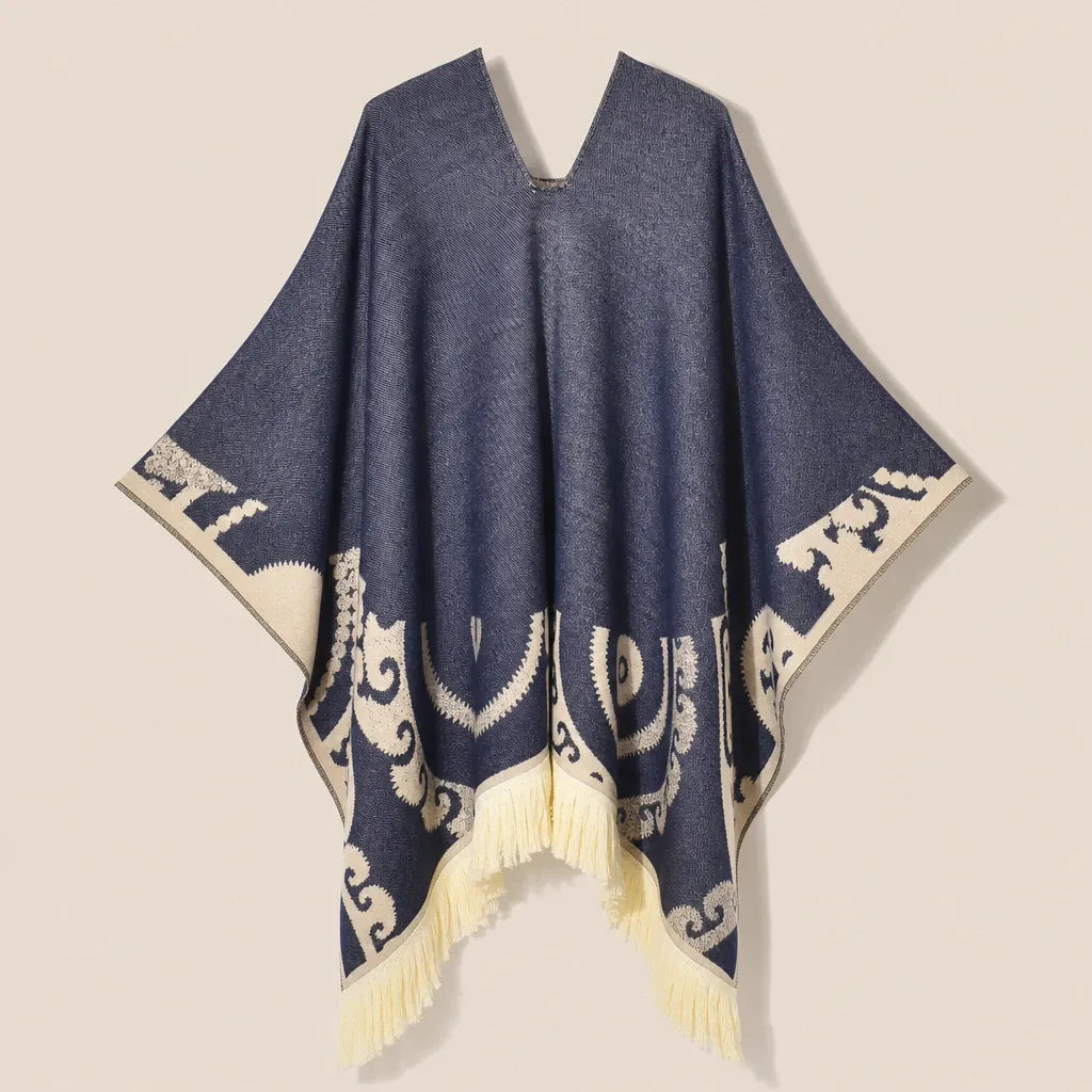 Ton poncho Poncho À Franges Jacquard Printemps