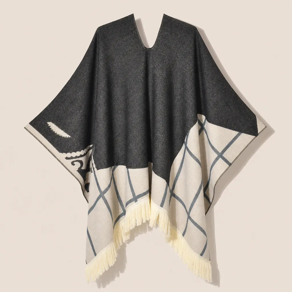 Ton poncho Poncho À Franges Jacquard Printemps