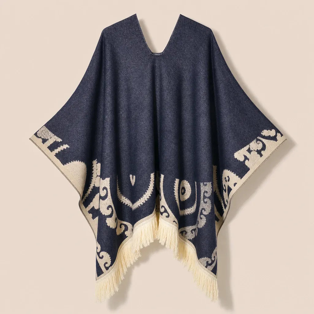 Ton poncho Poncho À Franges Jacquard Printemps
