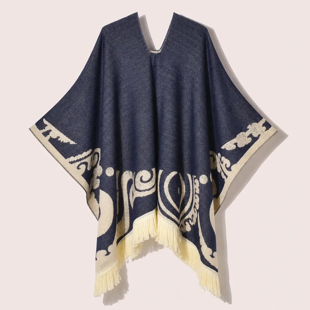 Ton poncho Poncho À Franges Jacquard Printemps