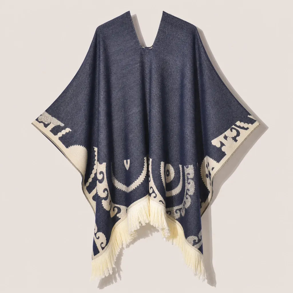 Ton poncho Poncho À Franges Jacquard Printemps
