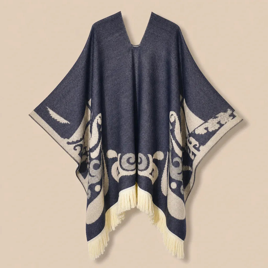 Ton poncho Poncho À Franges Jacquard Printemps