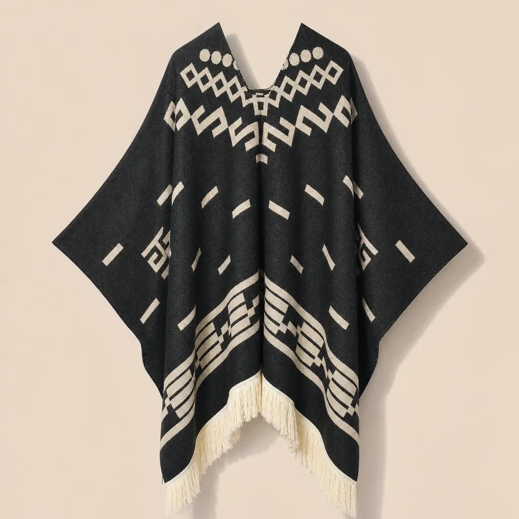 Ton poncho Poncho À Franges Jacquard Printemps