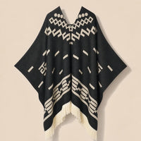 Ton poncho Poncho À Franges Jacquard Printemps