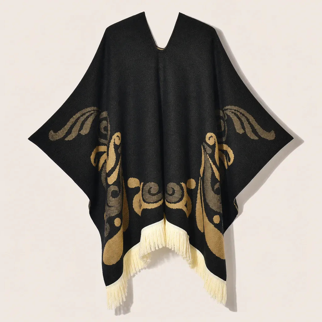 Ton poncho Poncho À Franges Jacquard Printemps
