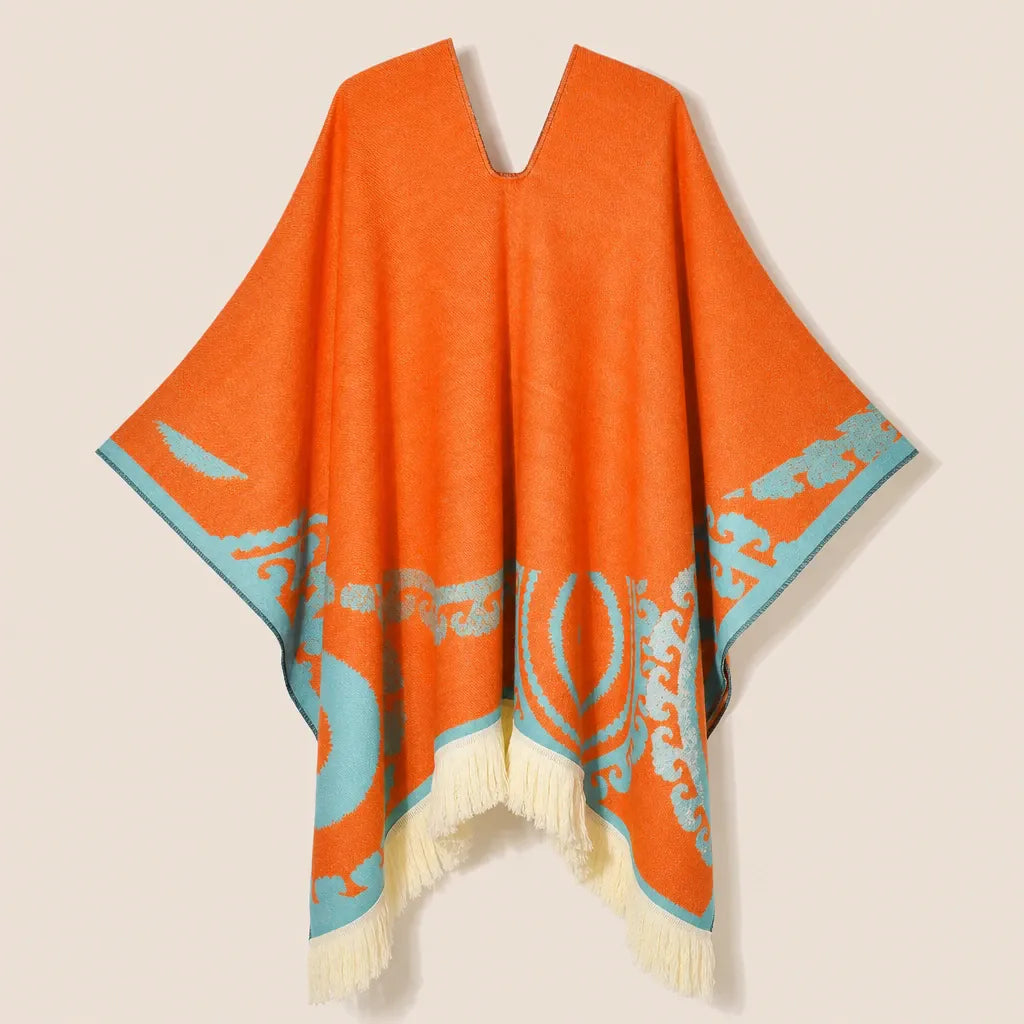Ton poncho Poncho À Franges Jacquard Printemps