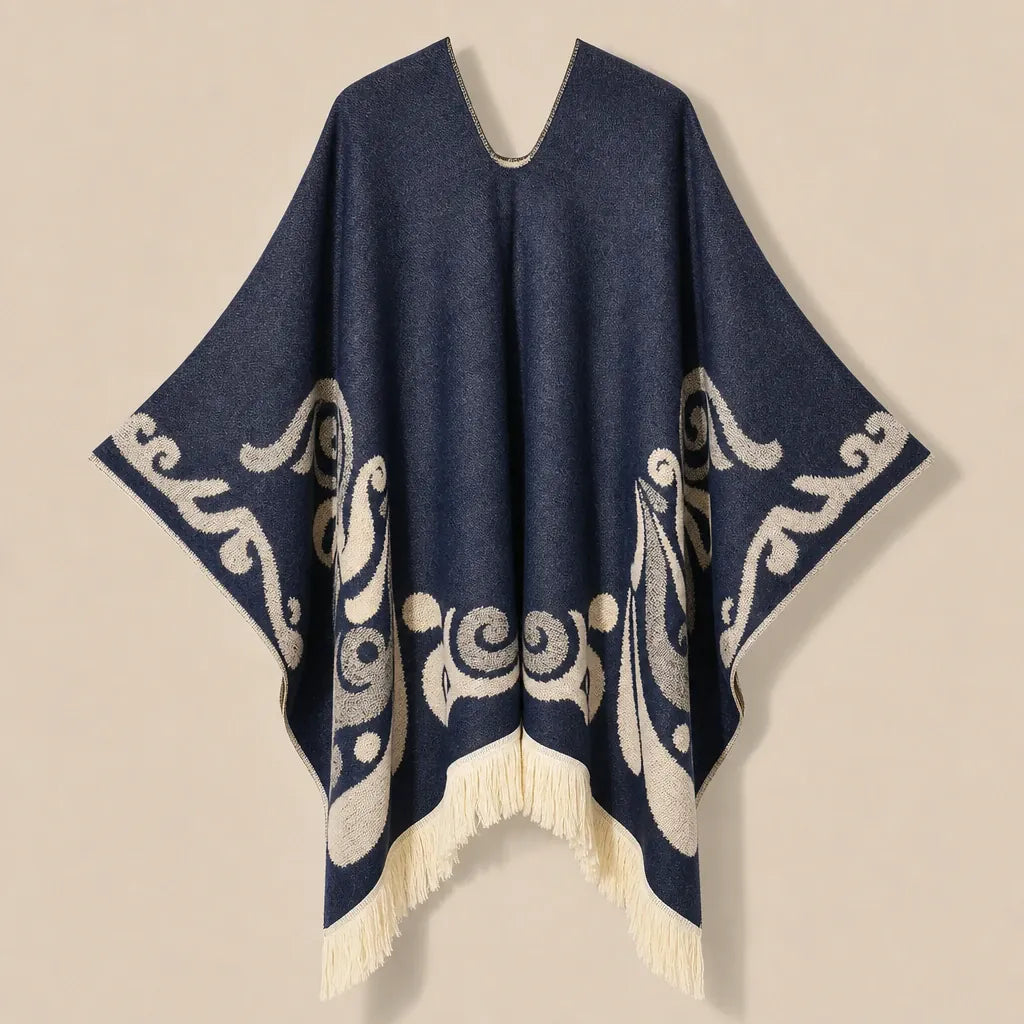 Ton poncho Poncho À Franges Jacquard Printemps