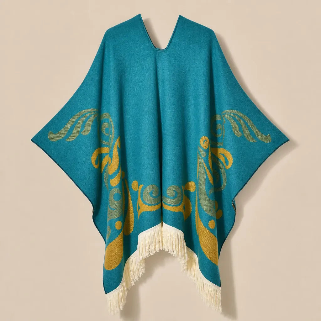 Ton poncho Poncho À Franges Jacquard Printemps