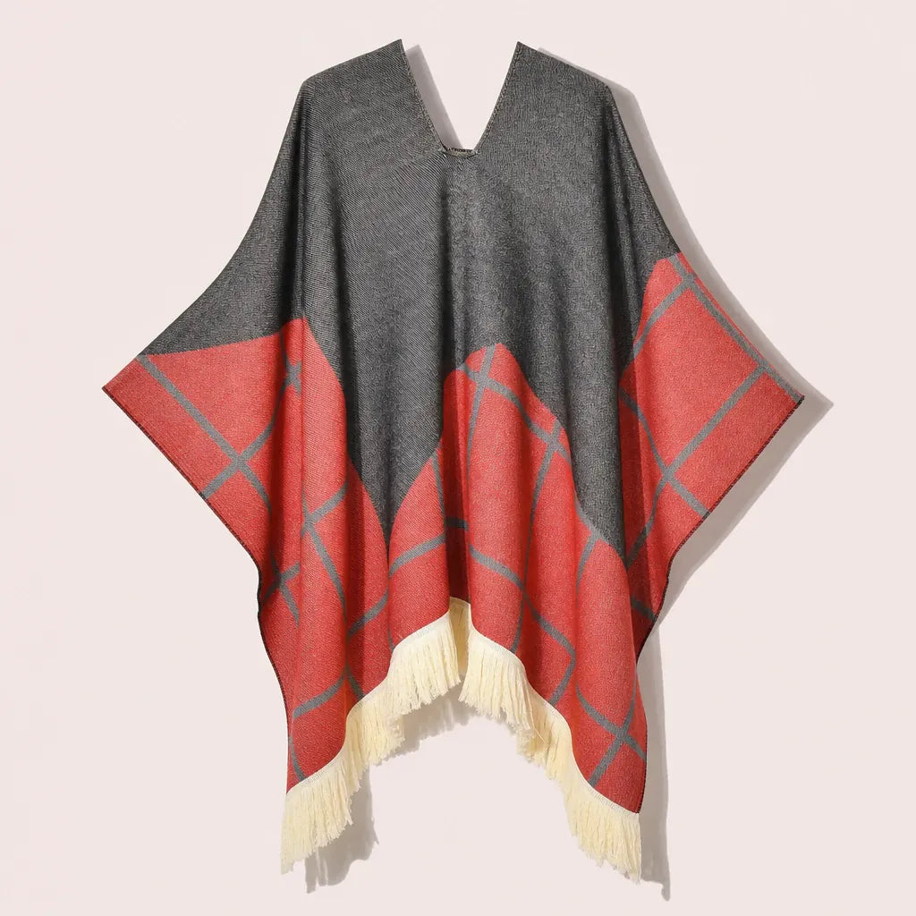 Ton poncho Poncho À Franges Jacquard Printemps