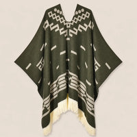 Ton poncho Poncho À Franges Jacquard Printemps