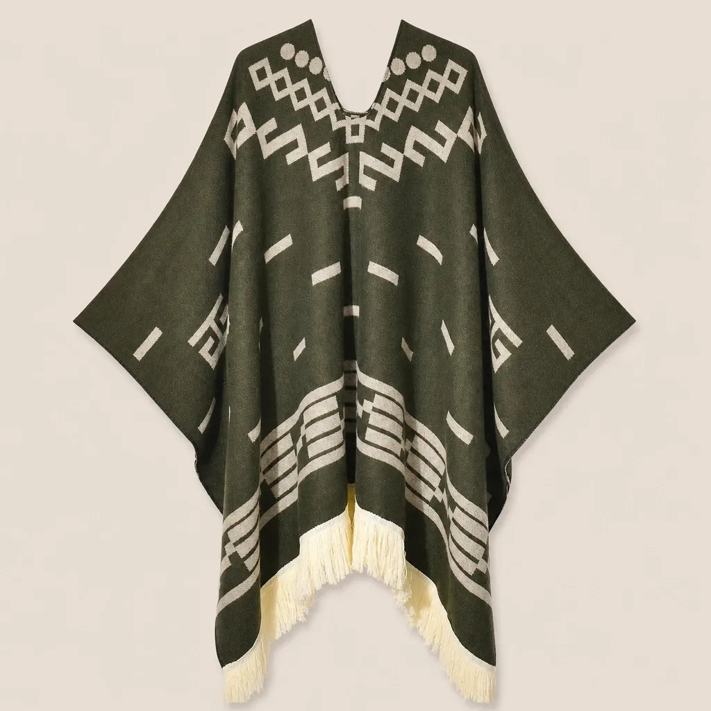 Ton poncho Poncho À Franges Jacquard Printemps