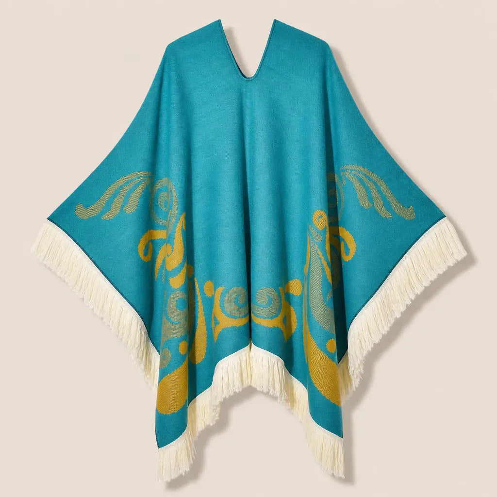 Ton poncho Poncho À Franges Jacquard Printemps