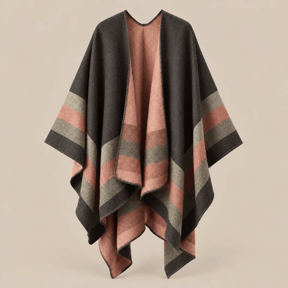 Ton poncho Poncho Acrylique À Rayures Ouvert