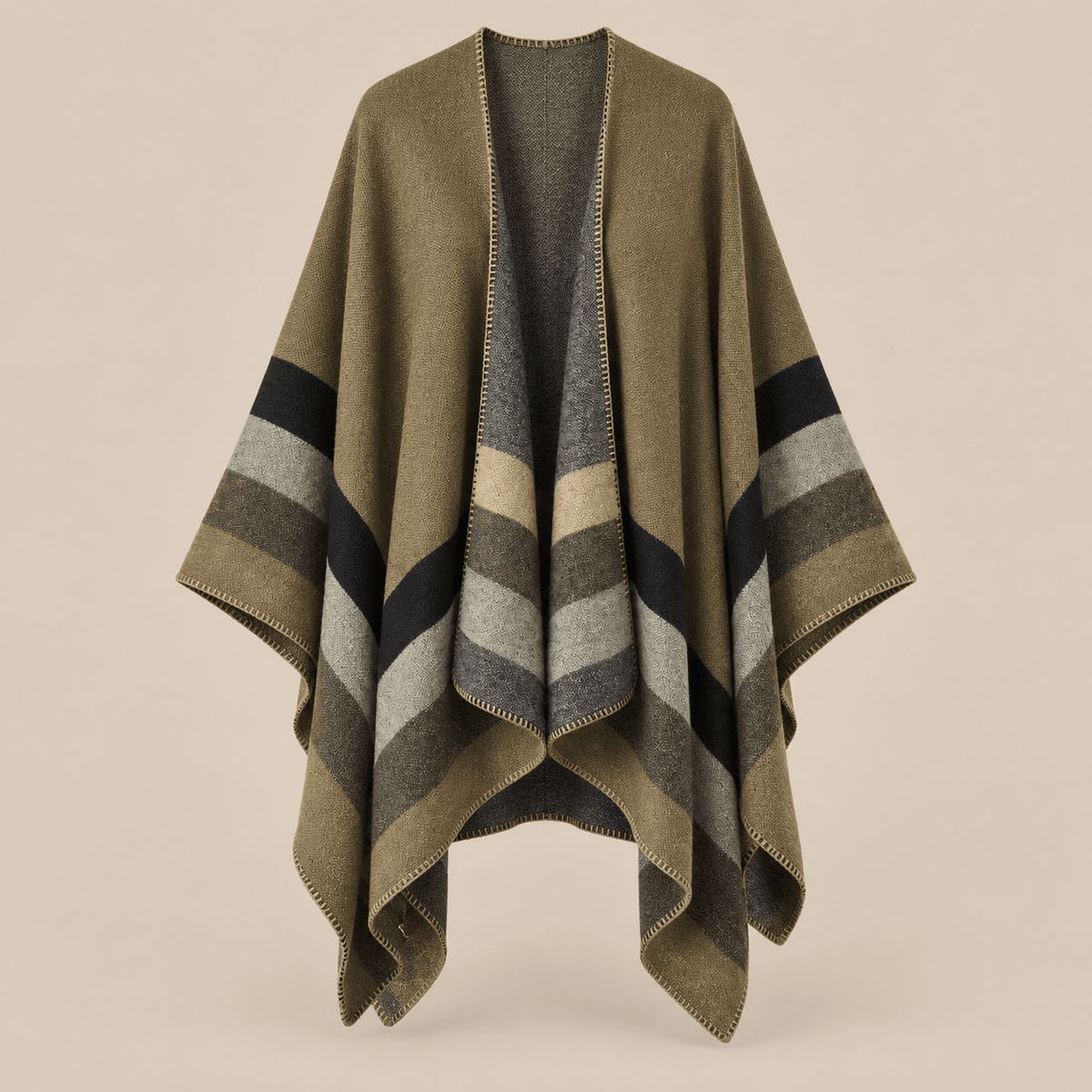 Ton poncho Poncho Acrylique À Rayures Ouvert