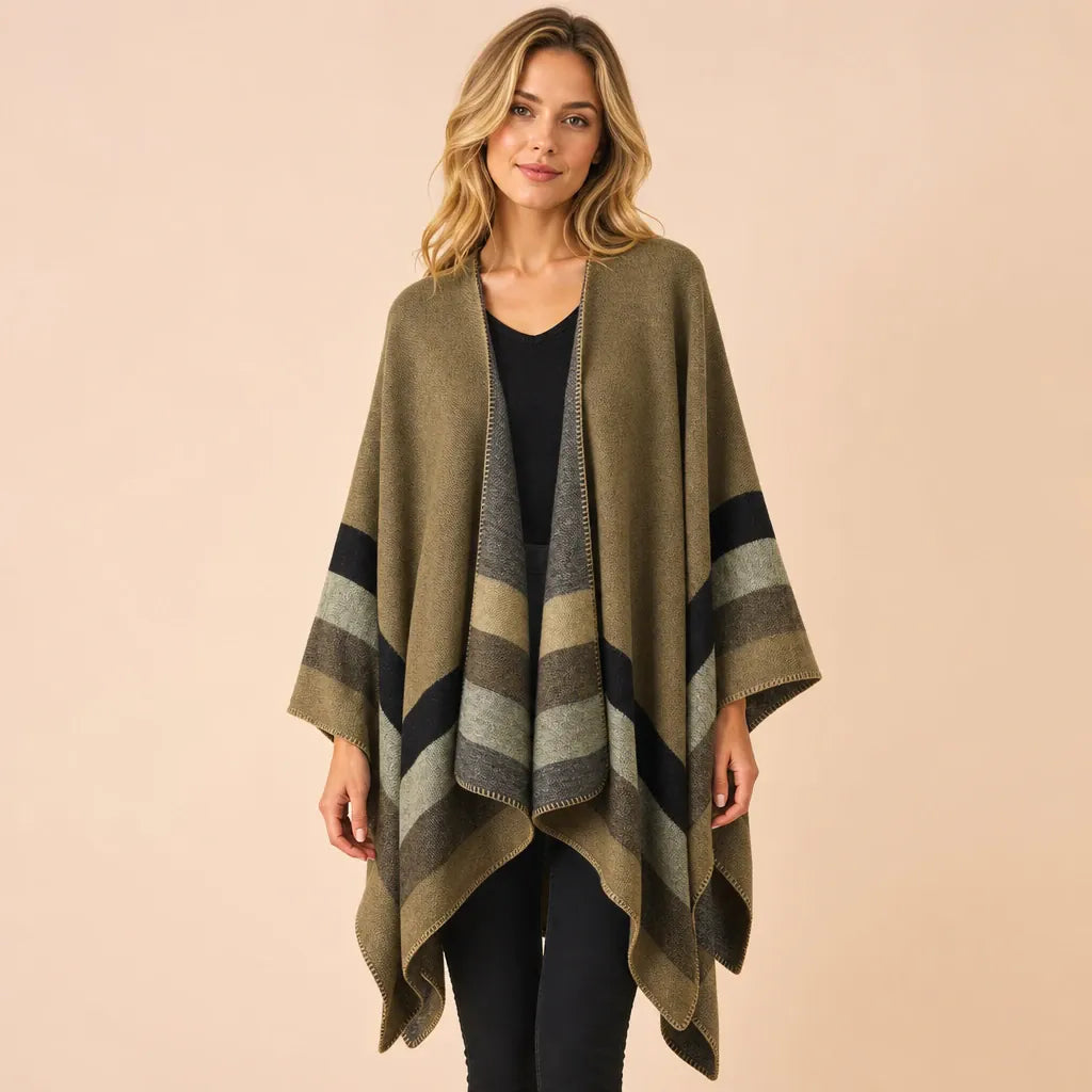 Ton poncho Poncho Acrylique À Rayures Ouvert