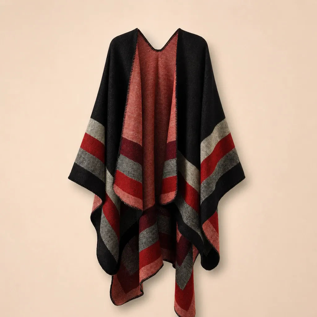 Ton poncho Poncho Acrylique À Rayures Ouvert