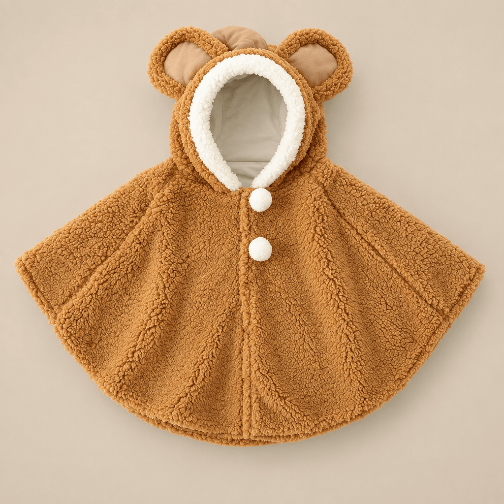 Ton poncho Poncho Bebe Effet Peluche À Capuche Oreilles