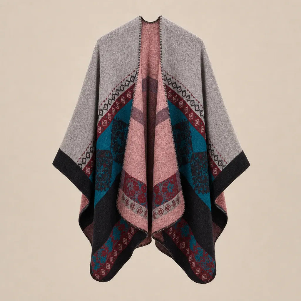 Ton poncho Poncho Beige Femme Châle Motif Ethnique