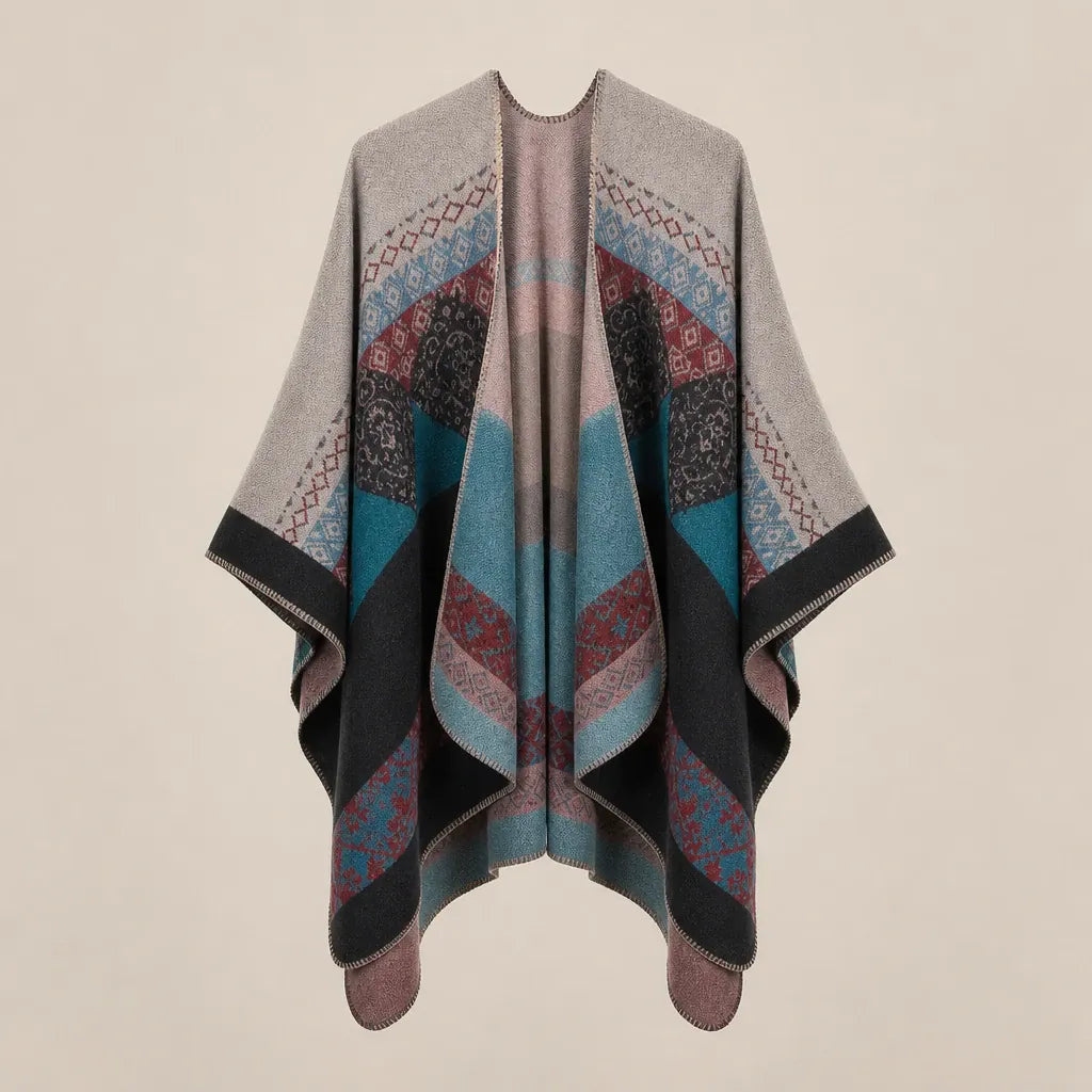 Ton poncho Poncho Beige Femme Châle Motif Ethnique