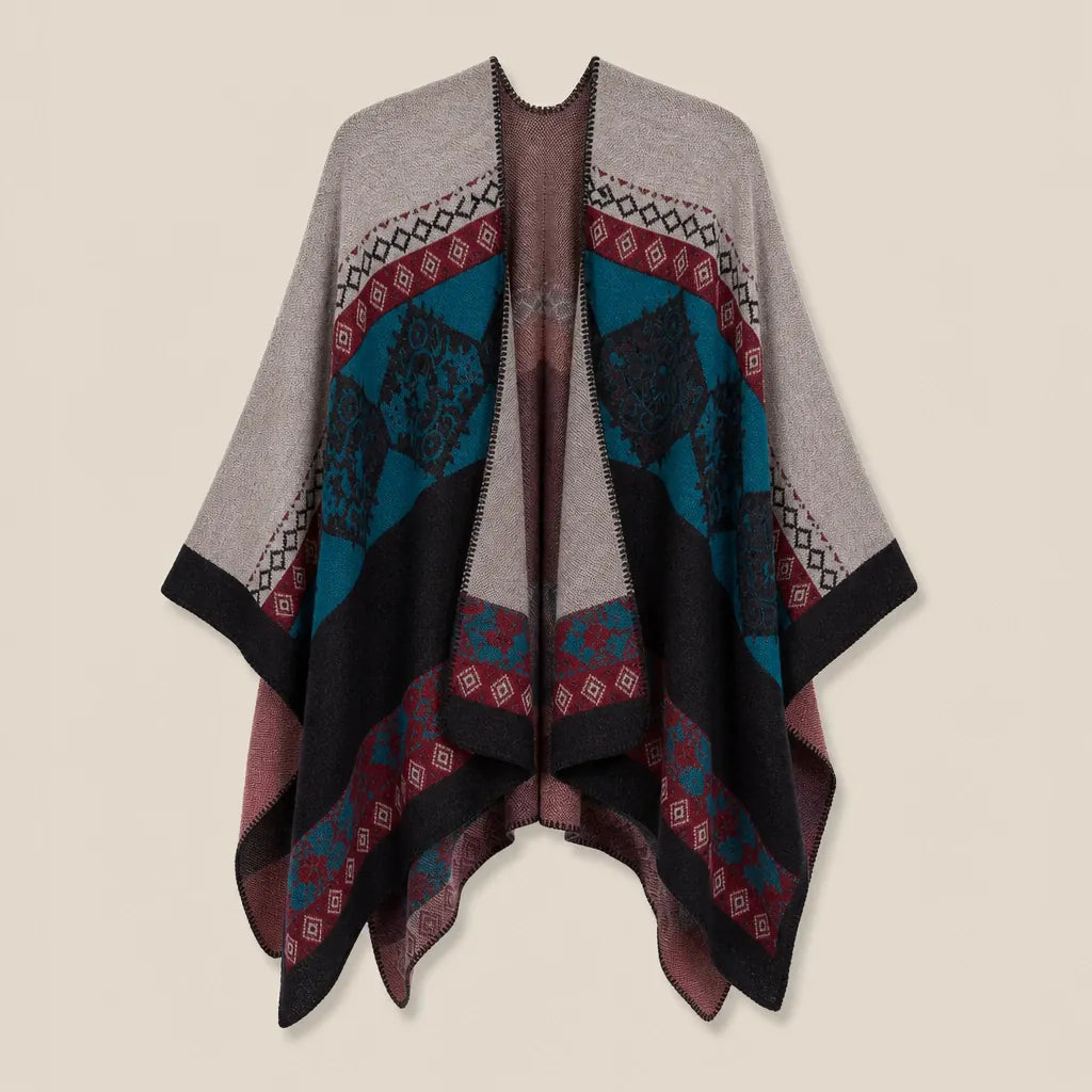 Ton poncho Poncho Beige Femme Châle Motif Ethnique