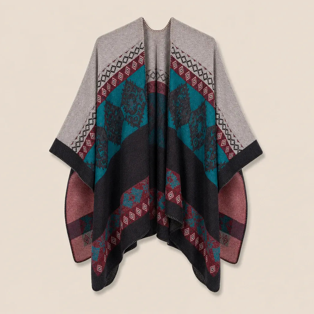 Ton poncho Poncho Beige Femme Châle Motif Ethnique