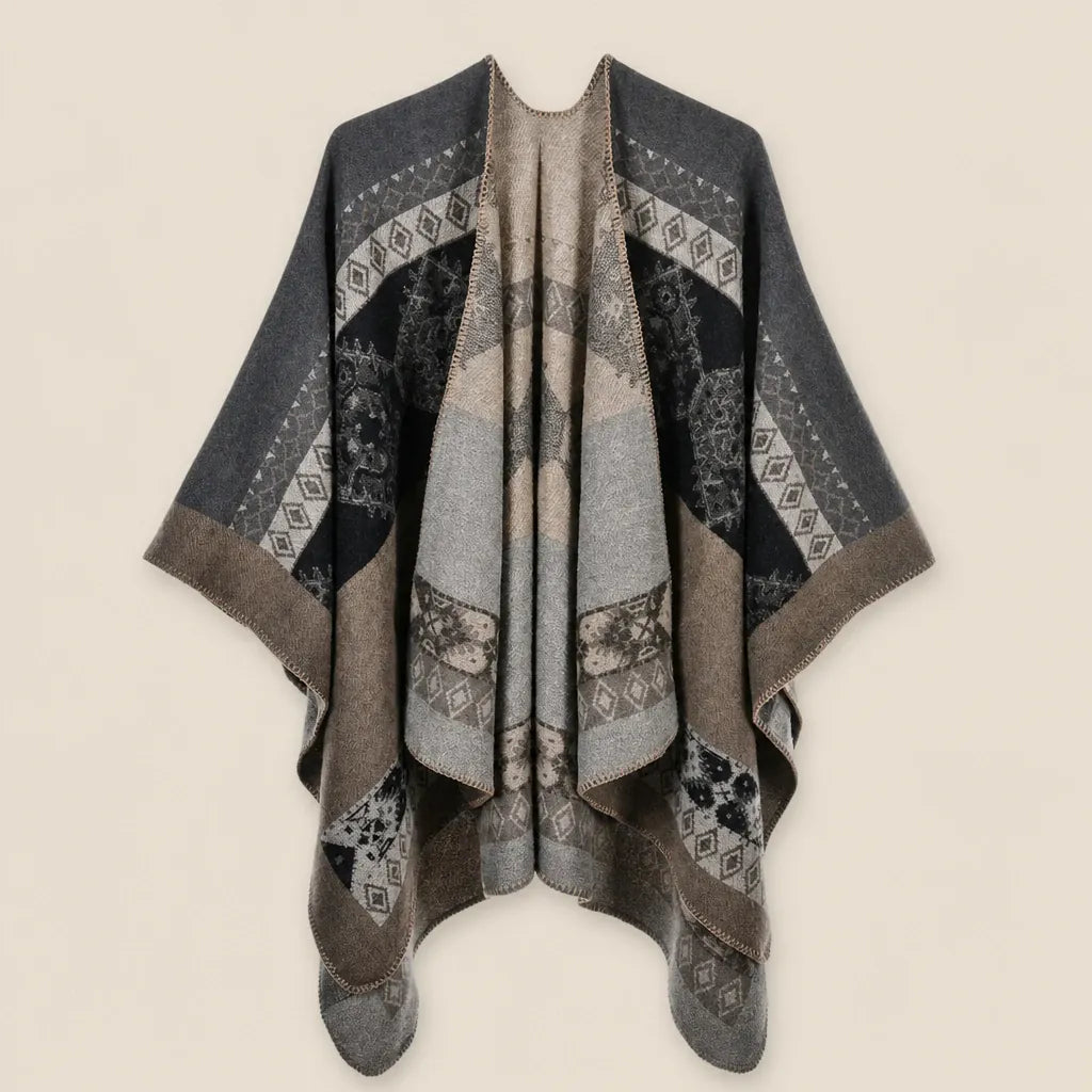 Ton poncho Poncho Beige Femme Châle Motif Ethnique