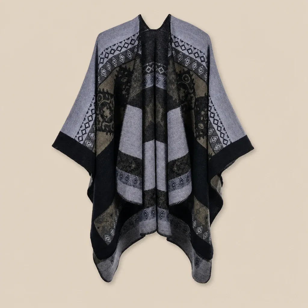 Ton poncho Poncho Beige Femme Châle Motif Ethnique