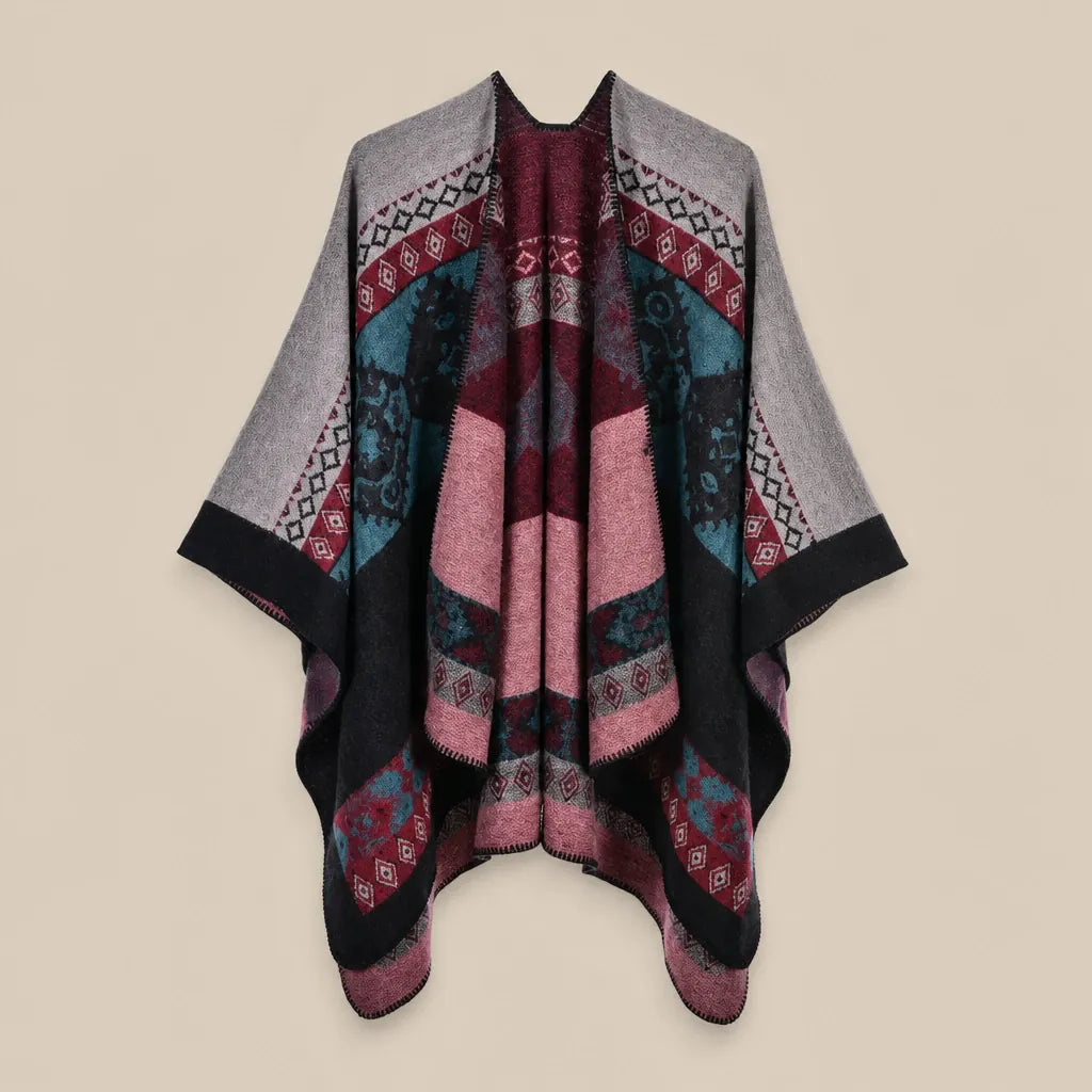 Ton poncho Poncho Beige Femme Châle Motif Ethnique