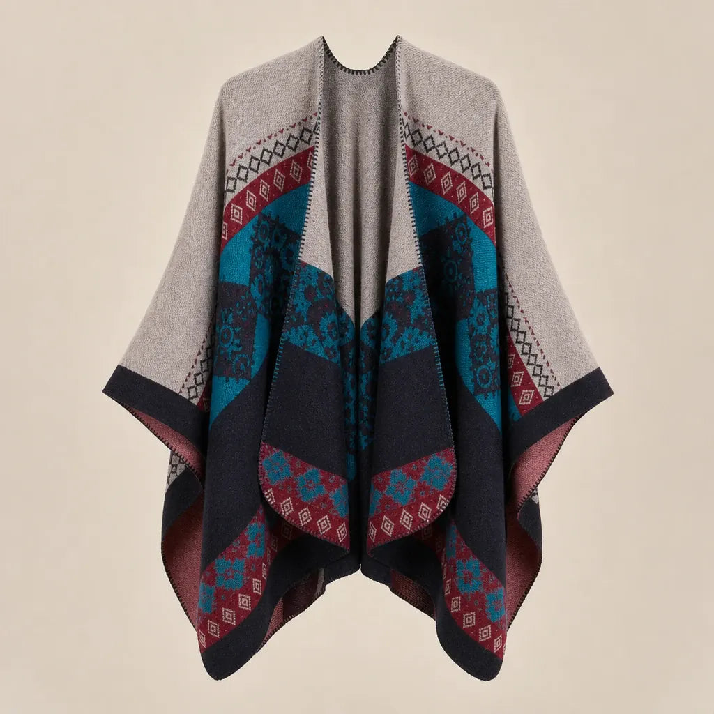 Ton poncho Poncho Beige Femme Châle Motif Ethnique