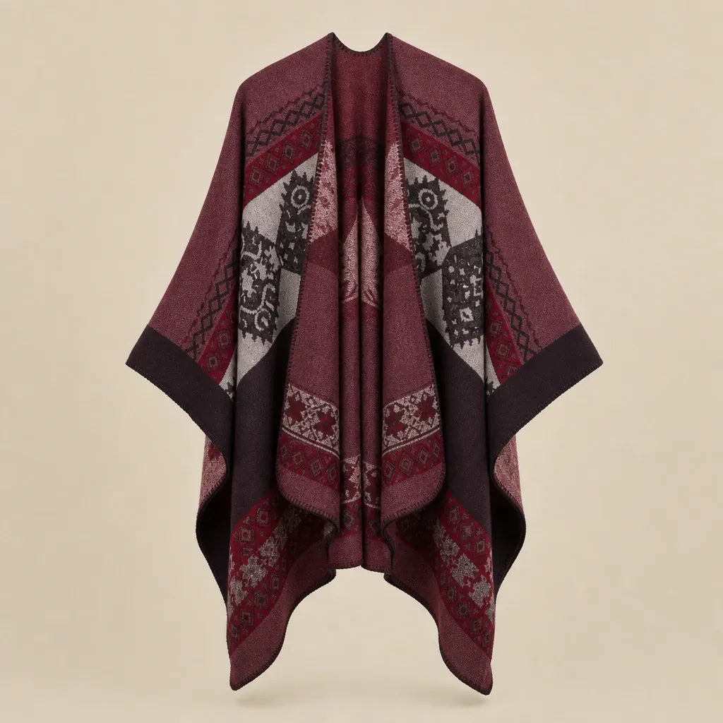 Ton poncho Poncho Beige Femme Châle Motif Ethnique