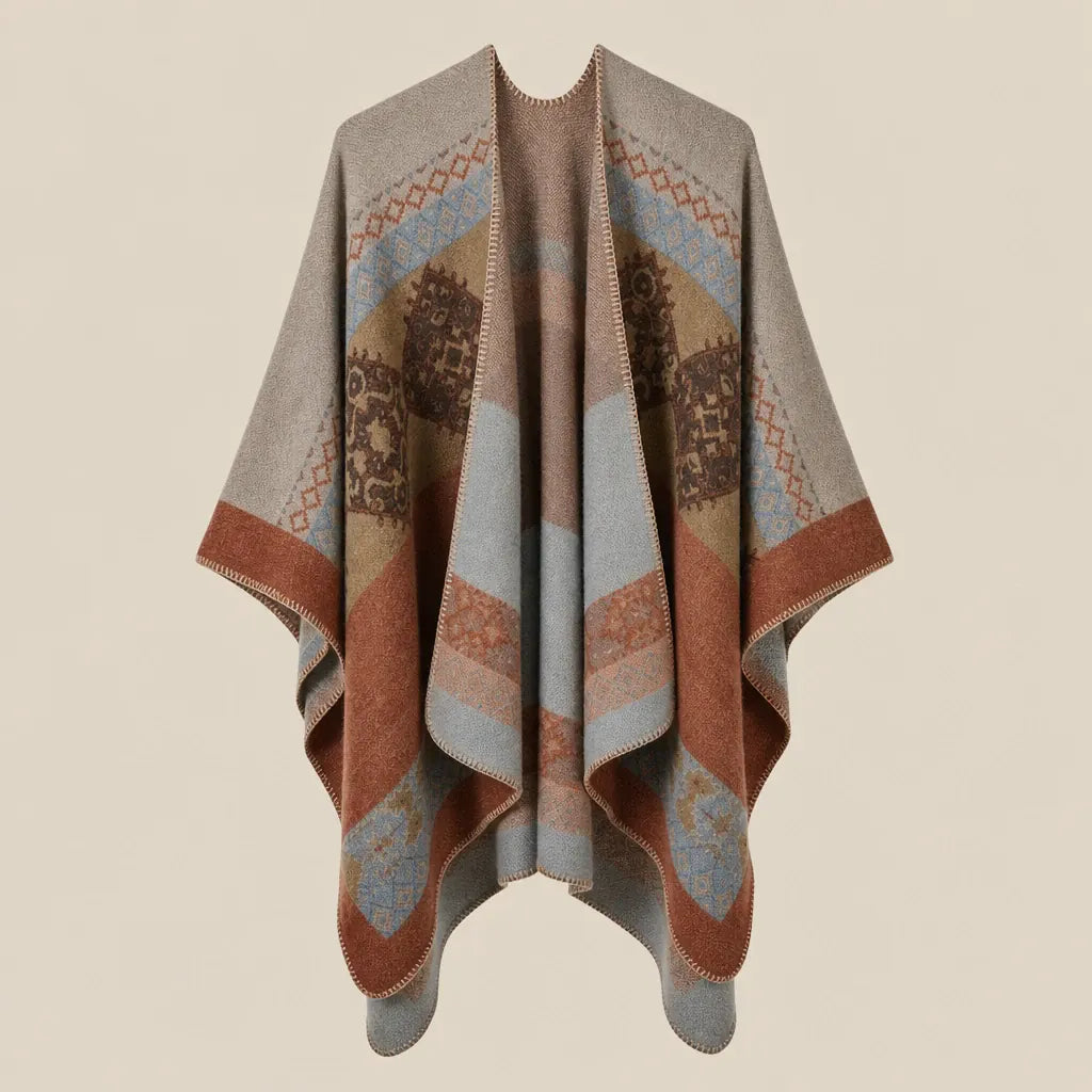 Ton poncho Poncho Beige Femme Châle Motif Ethnique