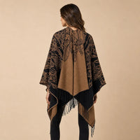 Ton poncho Poncho Boheme Imprimé Plumes À Franges