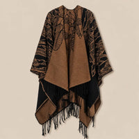 Ton poncho Poncho Boheme Imprimé Plumes À Franges