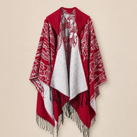 Ton poncho Poncho Boheme Imprimé Plumes À Franges