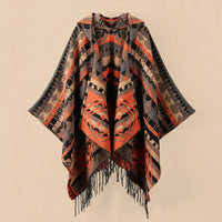 Ton poncho Poncho Cachemire Artificiel À Capuche À Franges