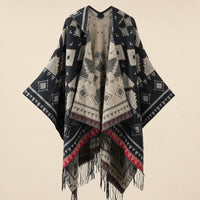 Ton poncho Poncho Cachemire Artificiel À Capuche À Franges