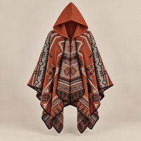 Ton poncho Poncho Cape En Maille Terracotta Homme À Capuche Motif