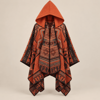 Ton poncho Poncho Cape En Maille Terracotta Homme À Capuche Motif