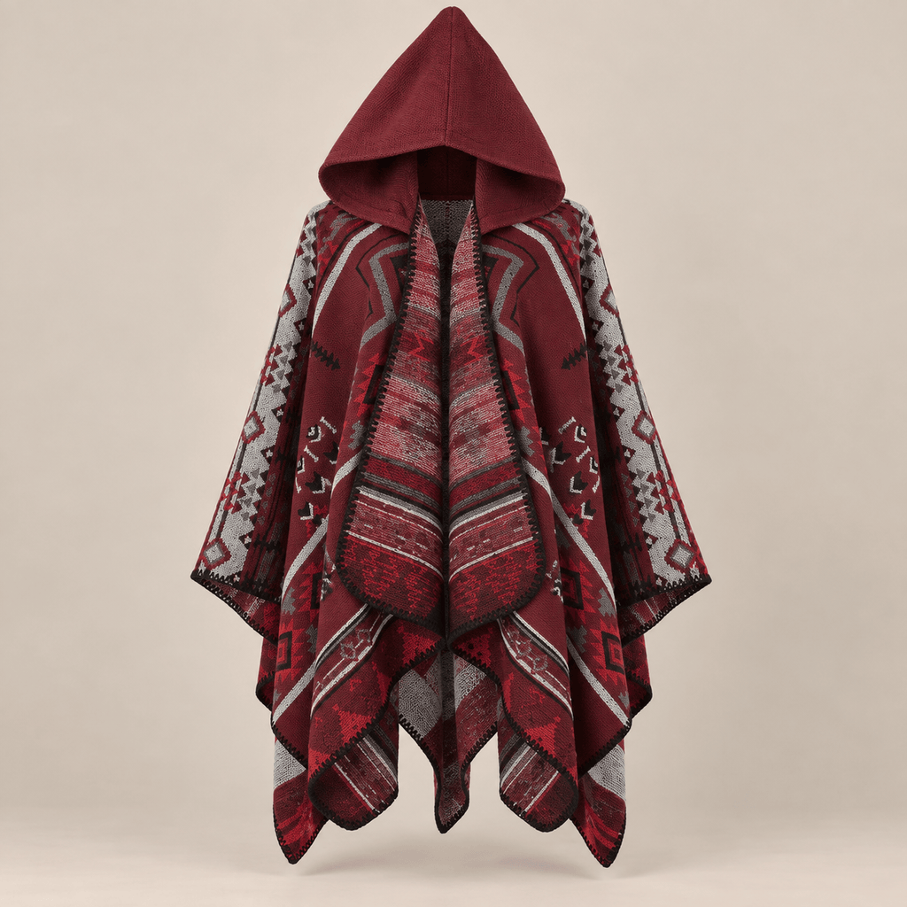 Ton poncho Poncho Cape En Maille Terracotta Homme À Capuche Motif