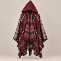 Ton poncho Poncho Cape En Maille Terracotta Homme À Capuche Motif